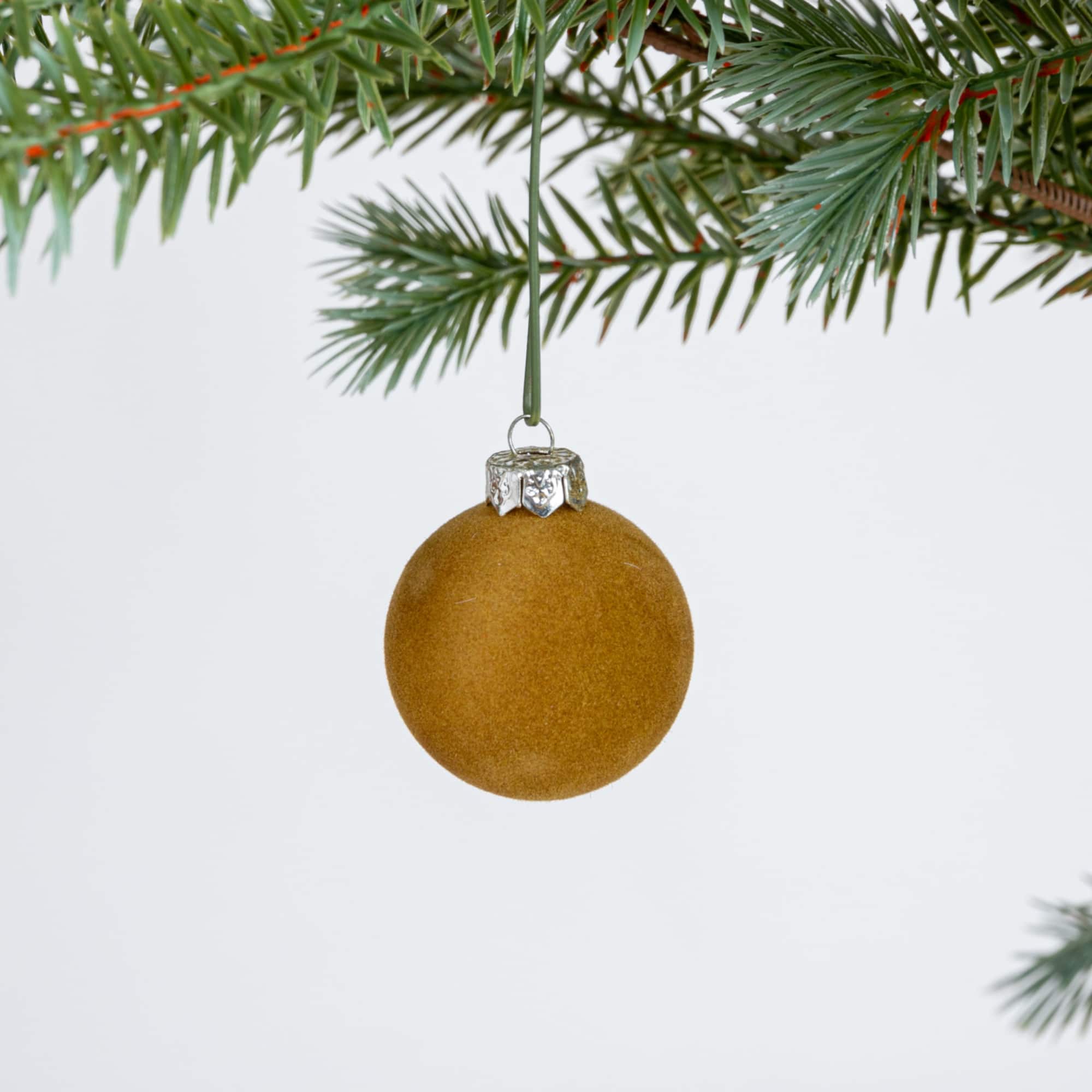 Hello Honey® 2" Brown Round Flocked Plastic Ball Ornament Set